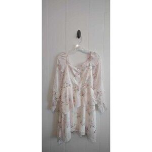 Light Pink Floral Ruffled Flowy Dress S